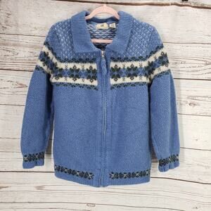 Maurices Shetland Men's 100%Wool Blue Zip Up Cardigan Sweater Size L